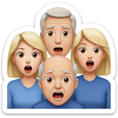 HAZ UNA FAMILIA GRITANDO, MI NOVIA, MI OPAPA. MI MAMA Y YO. CARA DE GRITOS FUERTEES sticker