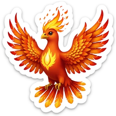Phoenix force from marvel in a shape of flame bird face to screen with spread wings sticker