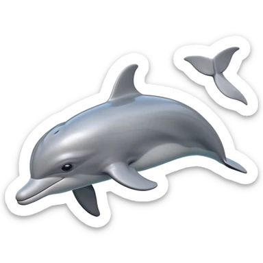 Cinematic realistic 3D playful gray bottlenose dolphin sticker