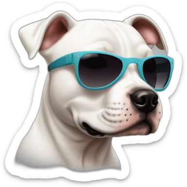 Full Puppy of Staffordshire bull terrier in sunglasses sticker