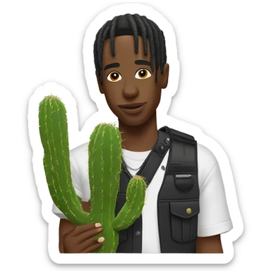 travis scott holding a cactus sticker
