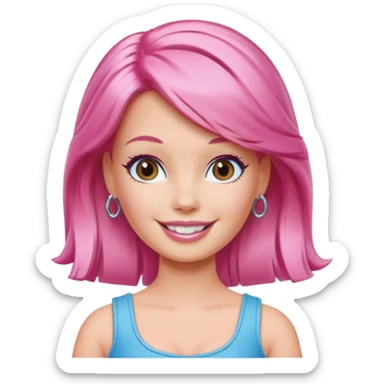 Barbie with pink hair sticker
