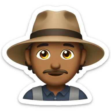 Amish man with brown straw hat doing construction sticker