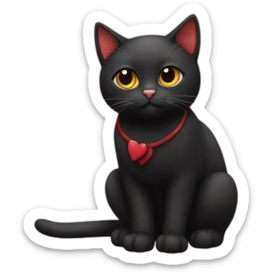 cat red fall in love with black kitty sticker