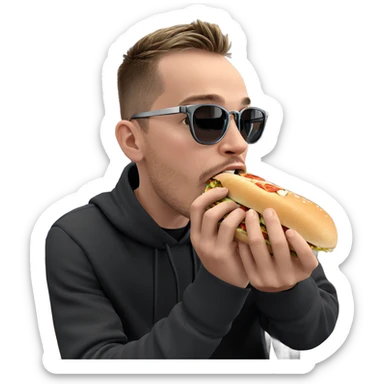 boy enjoying food in style sticker