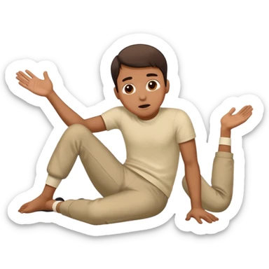 a man lying on the floor who has just fallen sticker