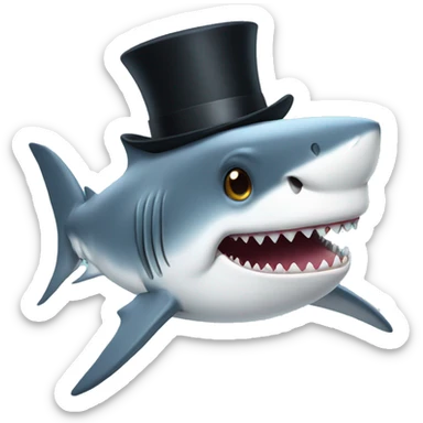 Shark with a top hat sticker