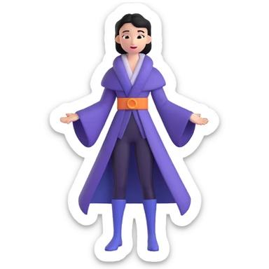 whimsical character with elegant simple outfit and mysterious aura sticker