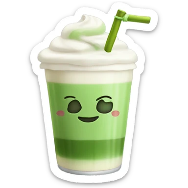 matcha latte with boba and straw sticker