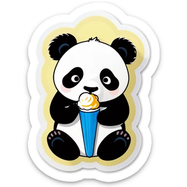 Panda eating ice cream sticker