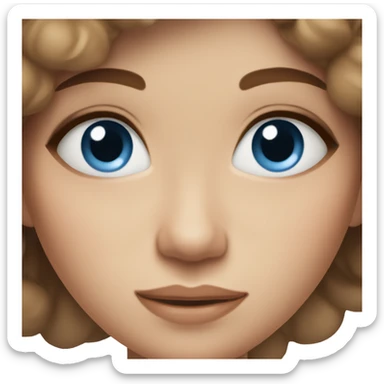 with girl with blue eyes and brown hair with a beautiful and calming face and clean makeup sticker