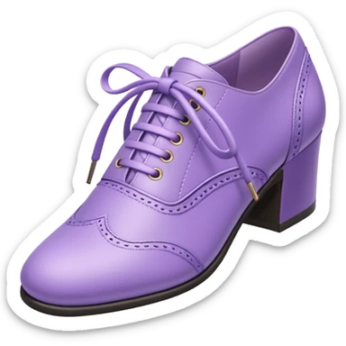 A 3D cartoon lavender-purple Formal shoes with soft texture, lace-up detail, and smooth reflections, isolated on plain background, Memoji-style. sticker