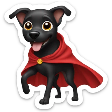 black dog with cape dancing sticker