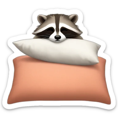 racoon with head on pillow sleeping on bed sticker