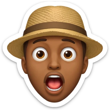 homme créole réunionnais  étonné  bouche ouverte avec chapeau sticker