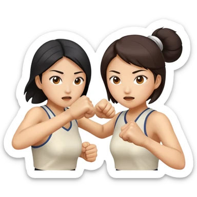 two asian street women fighting sticker