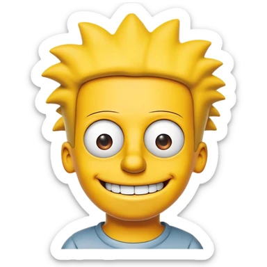 bart simpsons as a kid from the tv series "the simpsons" smiling sticker
