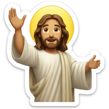 Jesus emoji with his hand raising in the air  sticker