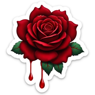 Black rose with blood drips red dark sticker