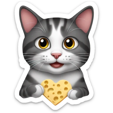 heart as cat from cheese sticker