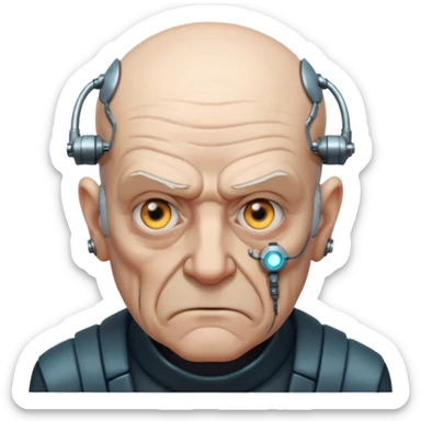 Cyberpunk old man, balding, grumpy expression sticker