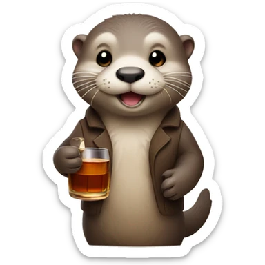 Cute Otter Holding a Whisky in his Hand  sticker