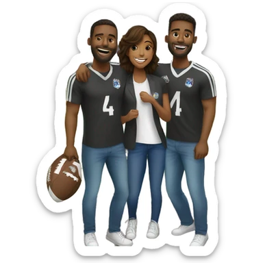 four happy black football fans at a staduim sticker