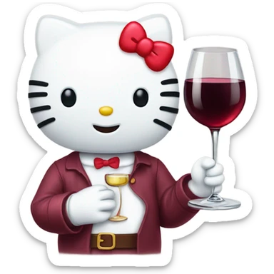Hello Kitty drinking red wine sticker