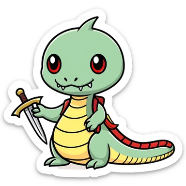 a Klukluksan with a sword sheathed in a snake with a tongue hanging out and red eyes. sticker