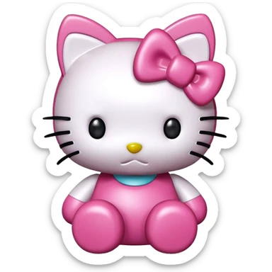 Isolated, breathtakingly vivid and intricately detailed digital illustration of the most incredibly adorable unique hello kitty figurine imaginable, toy style. sticker