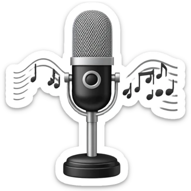 microphone on a stand with sound waves sticker