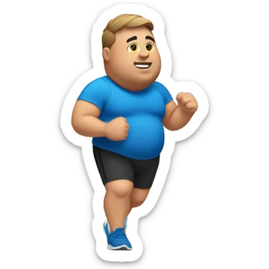 fat guy running sticker