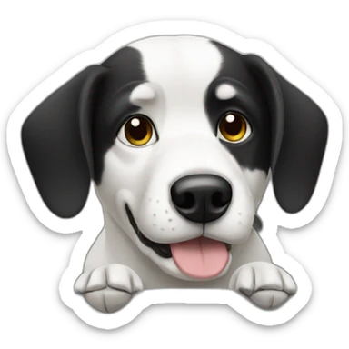 black white dog on sofa sticker