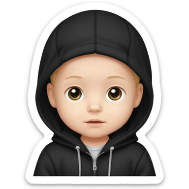 baby with black hoodie sticker