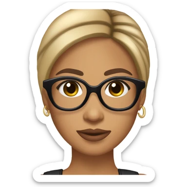 Anitta Emoji Description: Oval face, tanned skin, almond eyes, arched brows, full lips, long dark hair (straight/wavy), often with hoop earrings. Confident look, sometimes with sunglasses or a microphone. sticker
