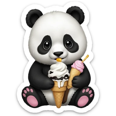 Panda eating ice cream sticker