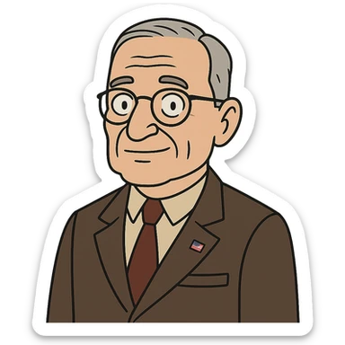 A cartoon image of President Truman sticker