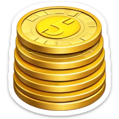 Clash of Clans aesthetic: Cinematic Playful Pixel 3D Coin Stack Portrait Emoji, rendered in a 3D vector-style similar to standard emojis with minimal shading and bold, simplified shapes. A compact, distinct form with signature details, softly glowing with a pixelated adventure charm. Simplified yet unmistakably iconic, highly detailed and consistent, glowing with a soft radiance and high shine. Stylized with a touch of classic pixel-art charm and a soft glowing outline, capturing the essence of a beloved gaming relic with a friendly, playful manner! sticker