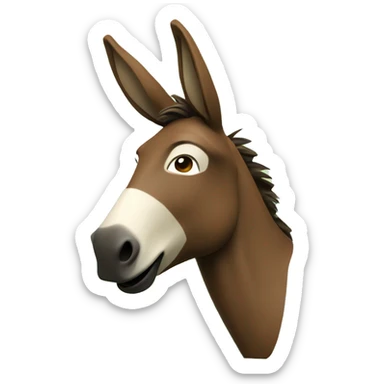 innocent brown donkey face and green background 3d sticker