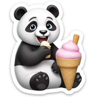 Panda eating ice cream sticker