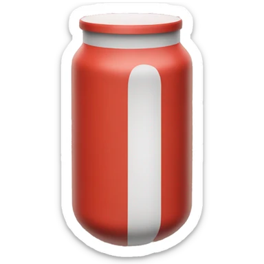 Red Colored cylinder with round top and bottom sticker