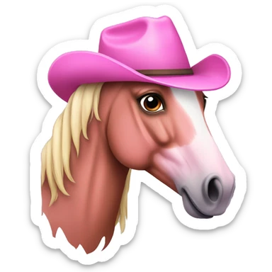 pink horse with cowboy hat  sticker