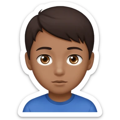 Dark brown hair, make the boy mixed race and is a boy and make his eye a bit smaller sticker