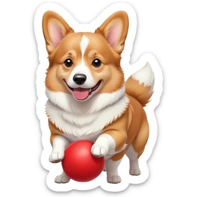 Corgi is playing with a ball sticker