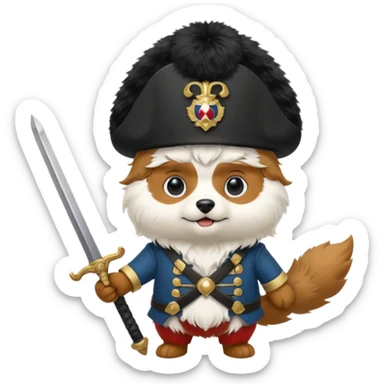 Spitz dog with Napoléon disguise sticker