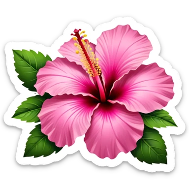 Pink hibiscus flower sticker