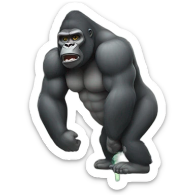 Gorilla body with fart explosion cloud behind him sticker