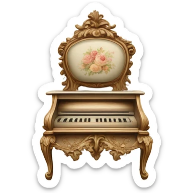 Vintage scenic rococo sticker