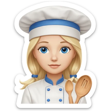 Long Blonde hair blue eyed female chef sticker