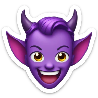 Cute giggle laugh with purple devil ears  sticker